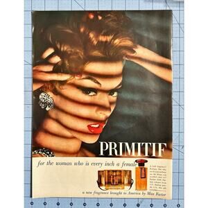 1956 Max Factor Primitif Perfume Jean Patchett Vintage Color Original Ad